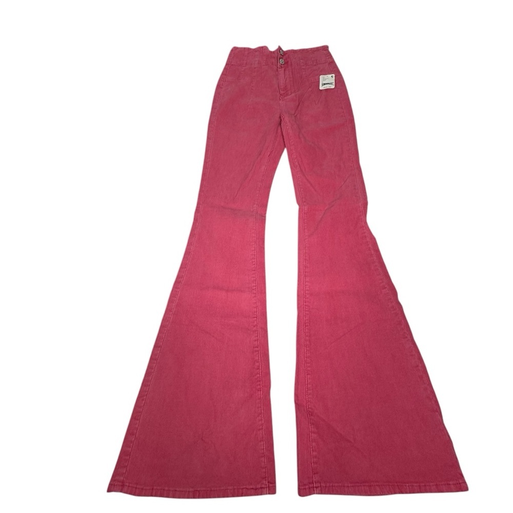 NWT Free People We The Free Jayde Cord Flare Jeans pink rose 25 - Picture 5 of 15